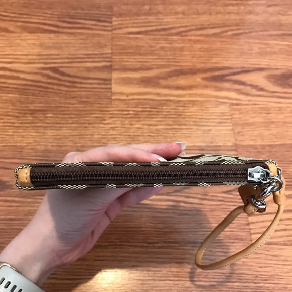 Coach Signature Jacquard Wristlet - Tan / Brown - Picture 7 of 16